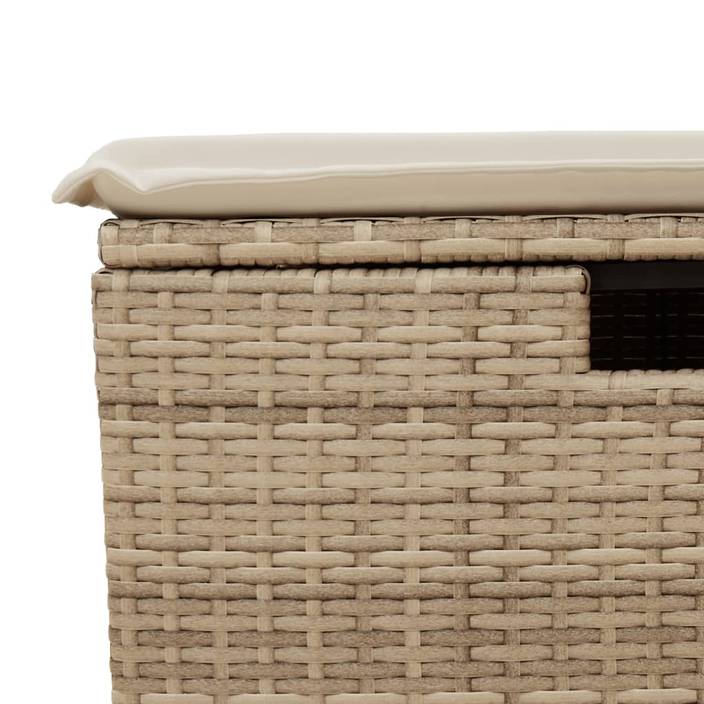 4-delige Loungeset met kussens poly rattan beige