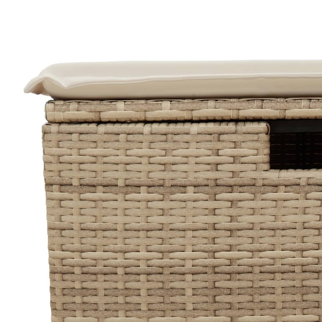 5-delige Loungeset met kussens poly rattan beige