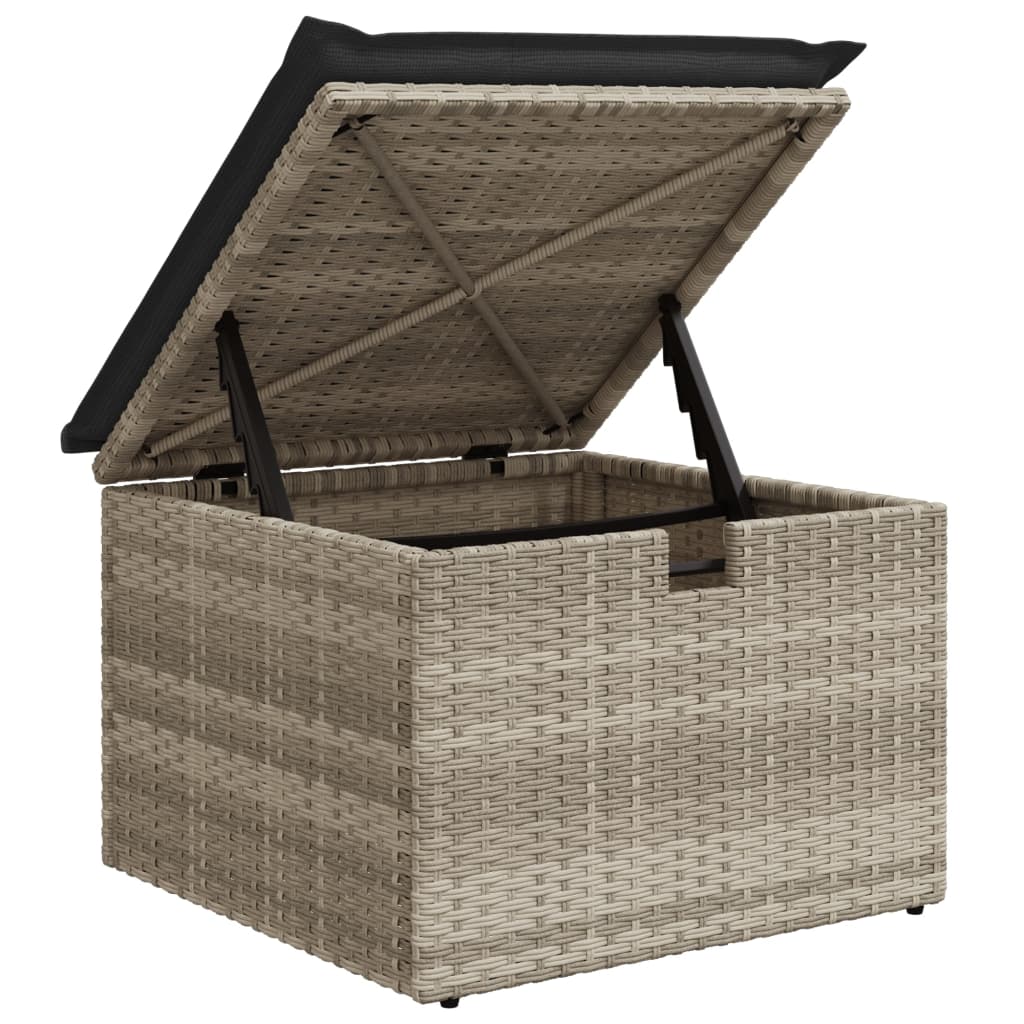 7-delige Loungeset met kussens poly rattan lichtgrijs