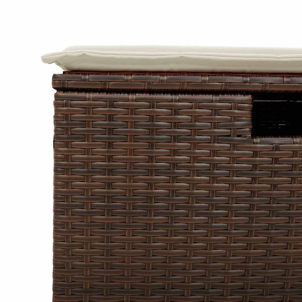 7-delige Loungeset met kussens poly rattan bruin