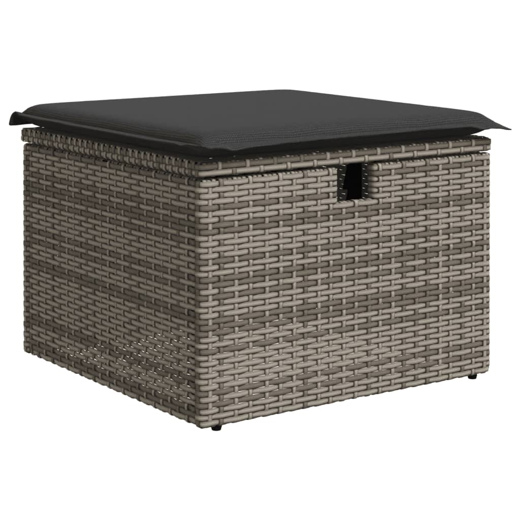 6-delige Loungeset met kussens poly rattan grijs