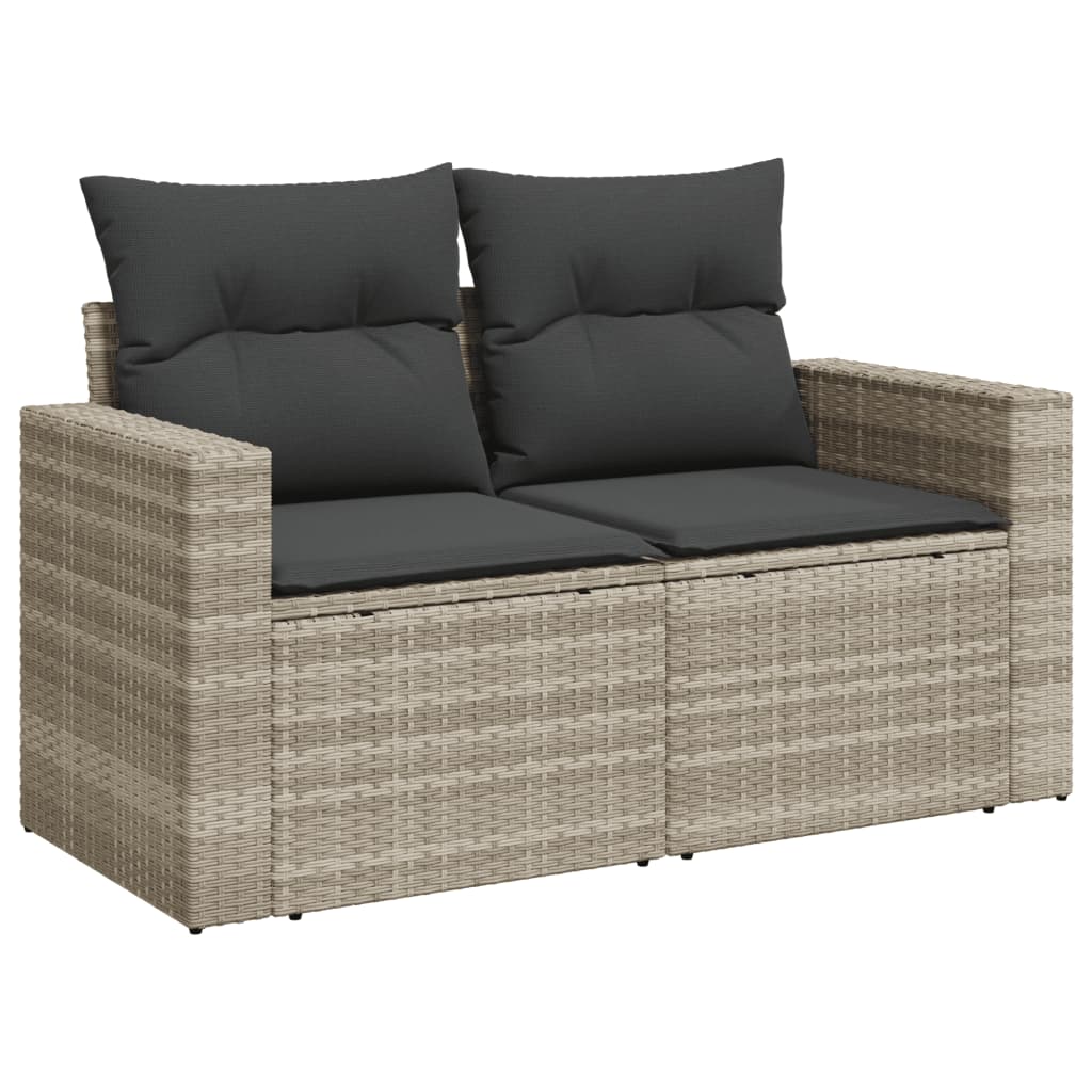 4-delige Loungeset met kussens poly rattan lichtgrijs