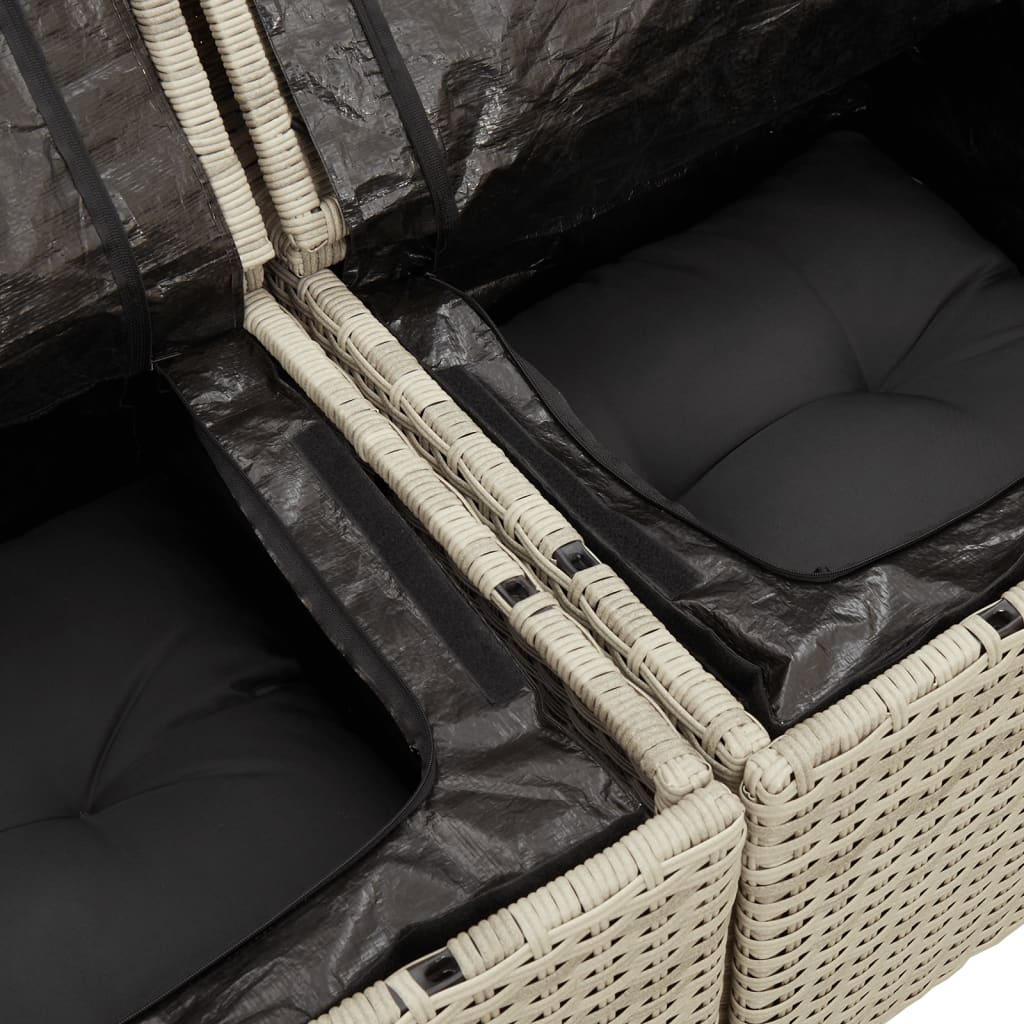 4-delige Loungeset met kussens poly rattan lichtgrijs