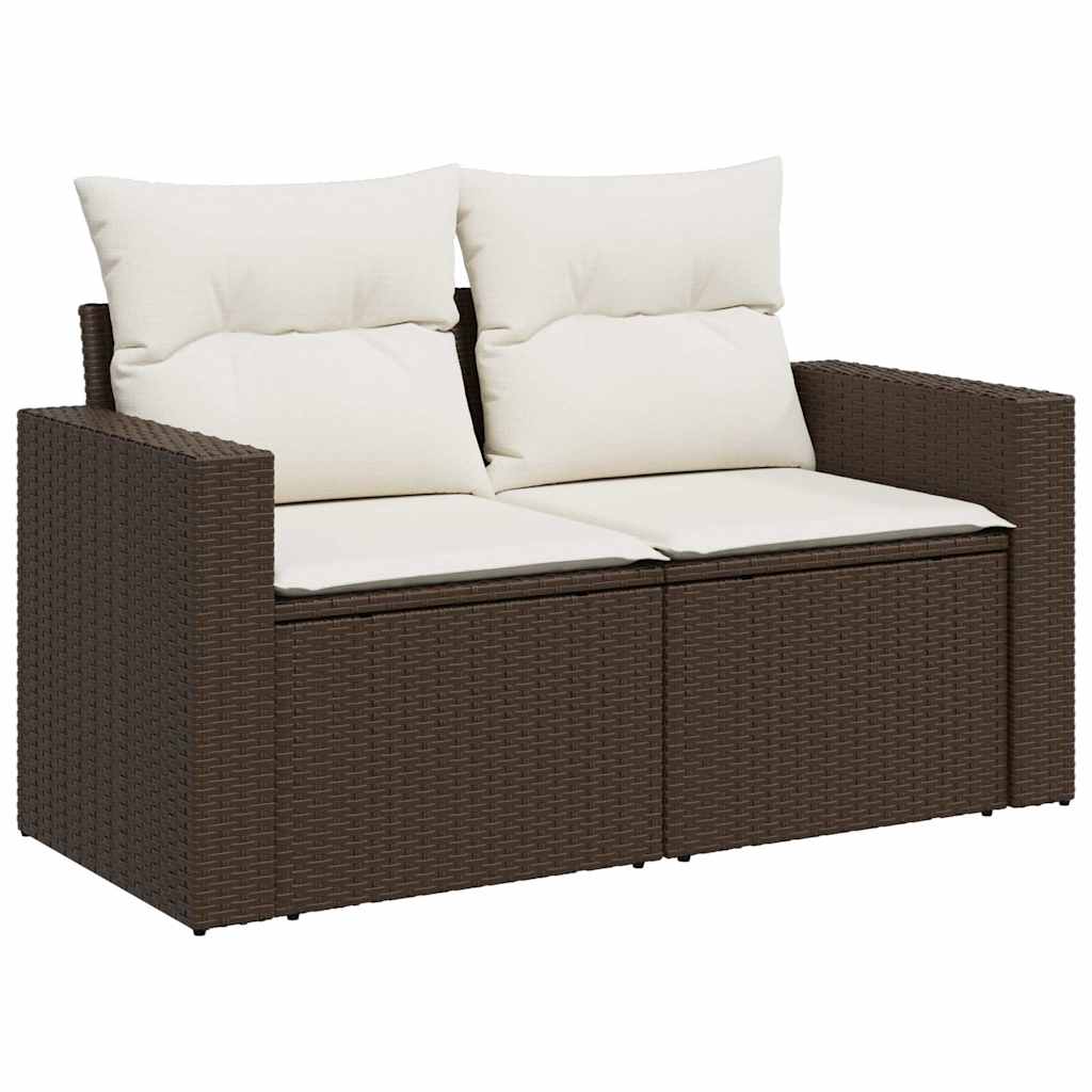 4-delige Loungeset met kussens poly rattan bruin