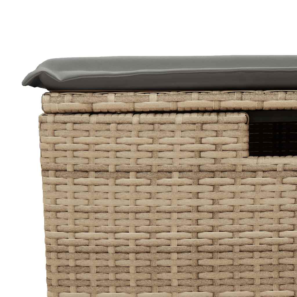 5-delige Loungeset met kussens poly rattan beige