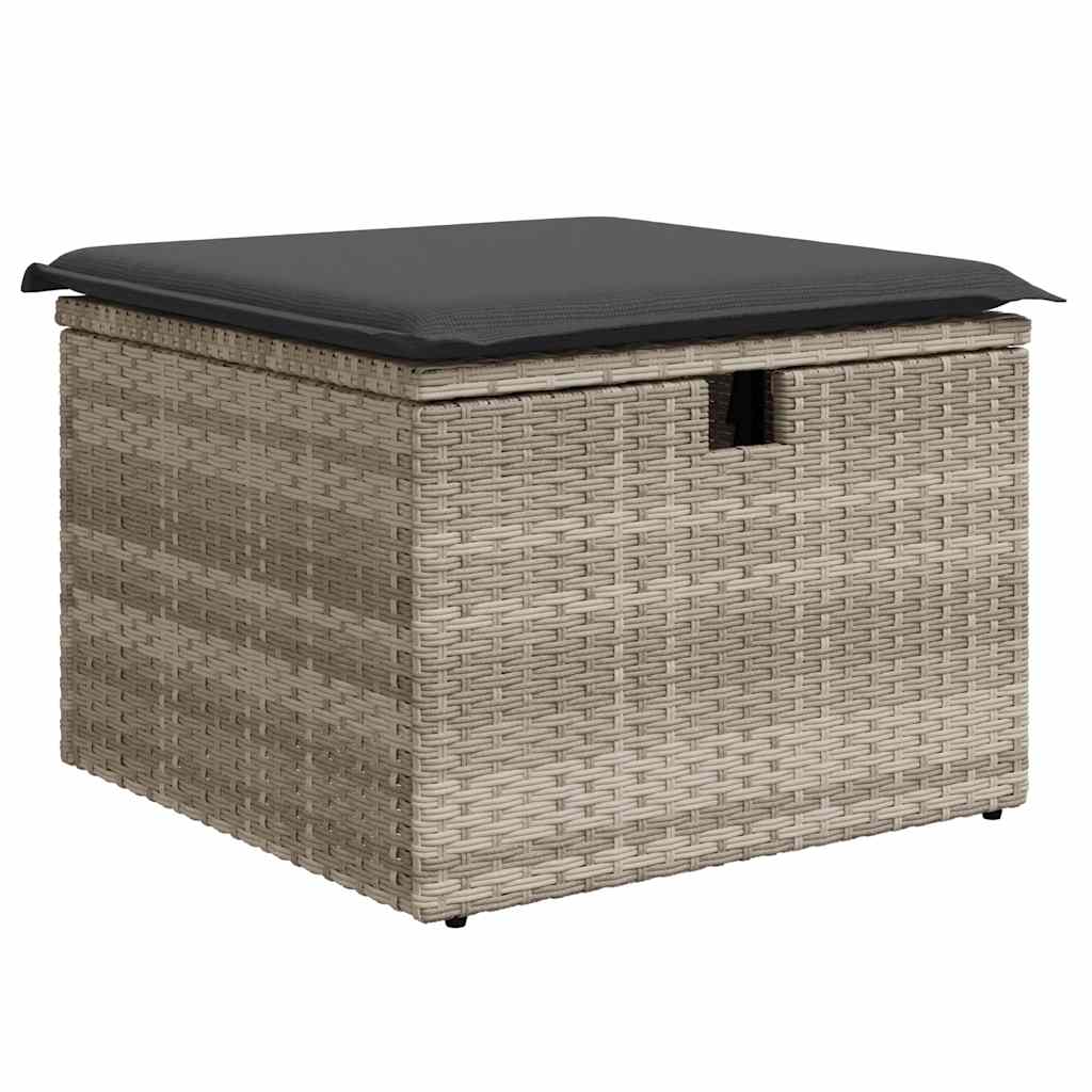 7-delige Loungeset met kussens poly rattan lichtgrijs