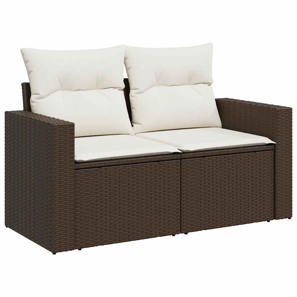 8-delige Loungeset met kussens poly rattan bruin