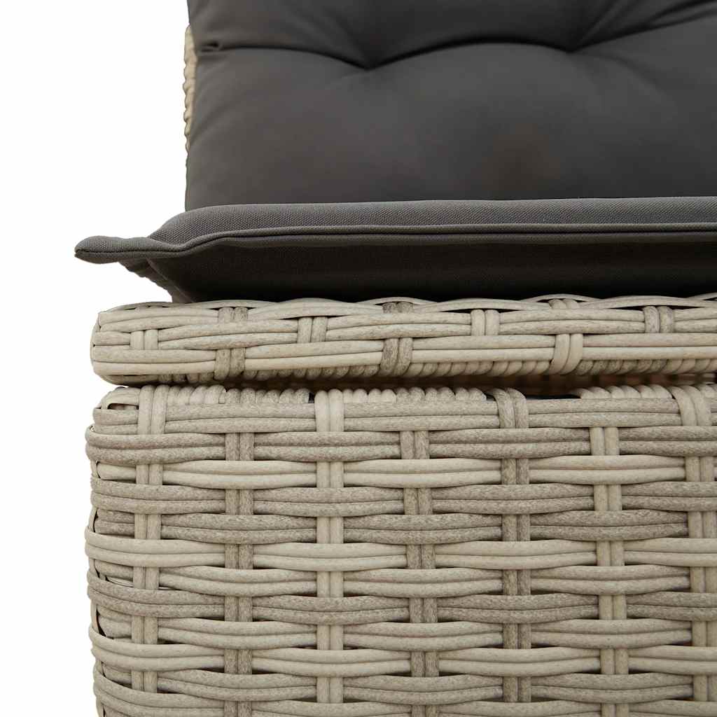 4-delige Loungeset met kussens poly rattan lichtgrijs