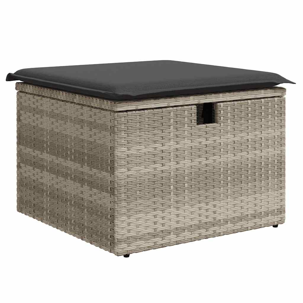 6-delige Loungeset met kussens poly rattan lichtgrijs