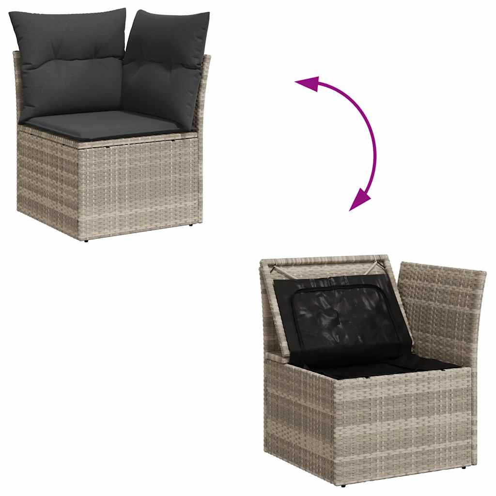 6-delige Loungeset met kussens poly rattan lichtgrijs