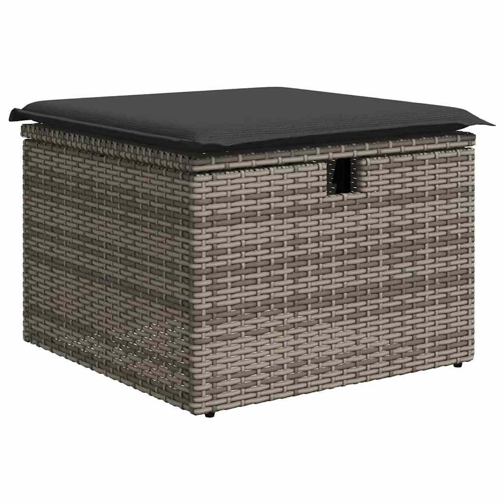 7-delige Loungeset met kussens poly rattan grijs