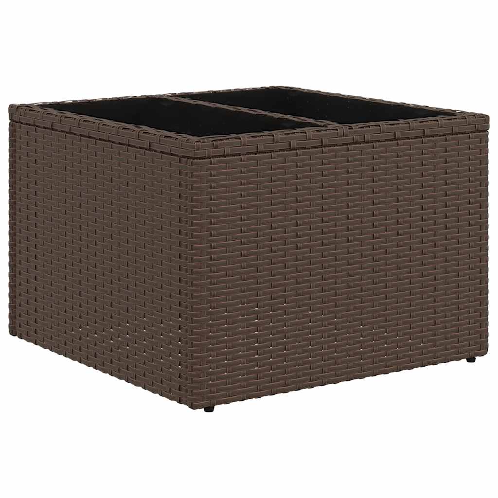 7-delige Loungeset met kussens poly rattan bruin