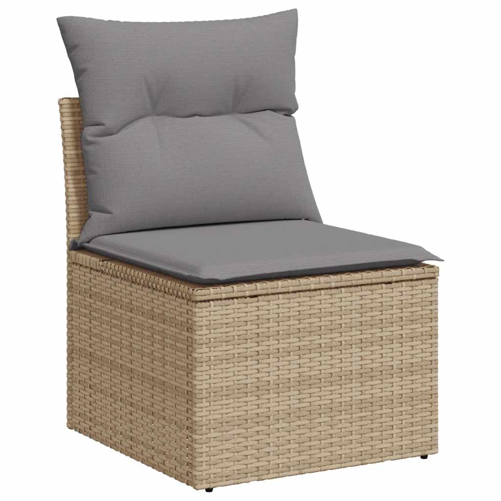 4-delige Loungeset met kussens poly rattan beige