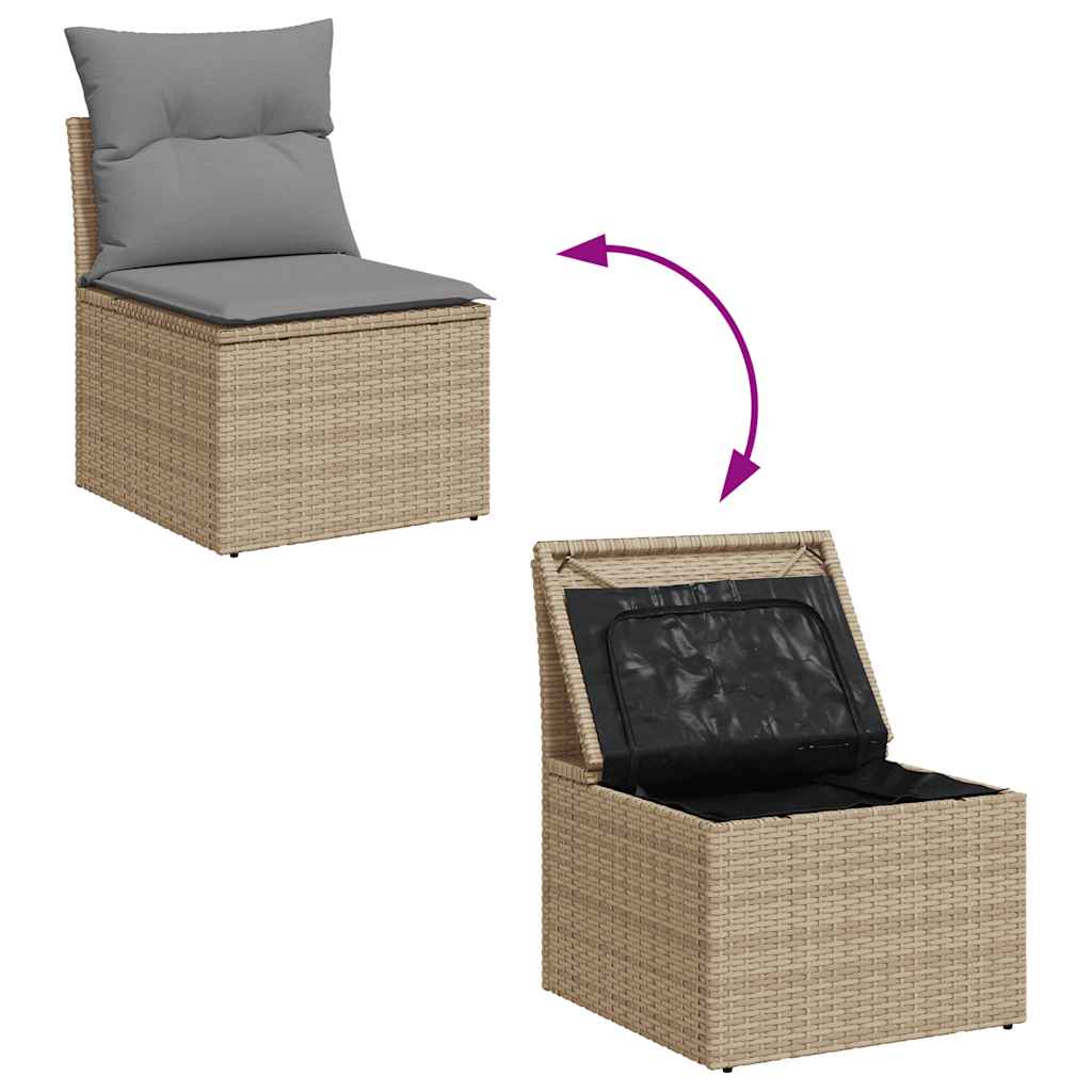 4-delige Loungeset met kussens poly rattan beige