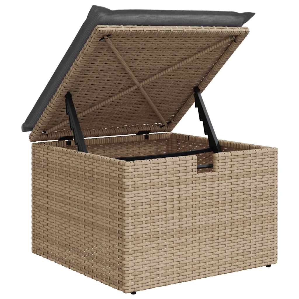 4-delige Loungeset met kussens poly rattan beige