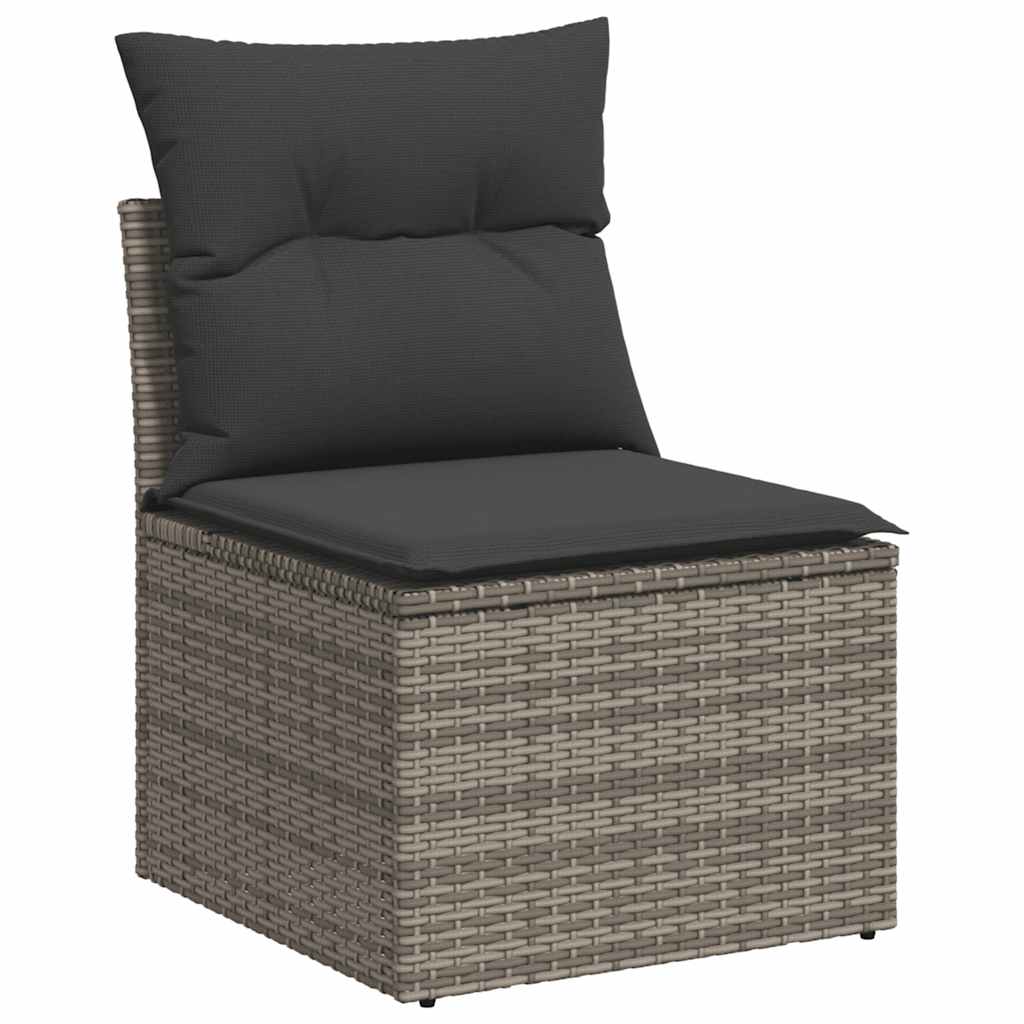 4-delige Loungeset met kussens poly rattan grijs