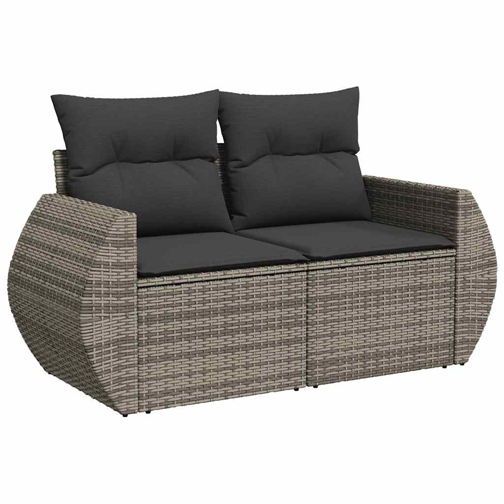 4-delige Loungeset met kussens poly rattan grijs