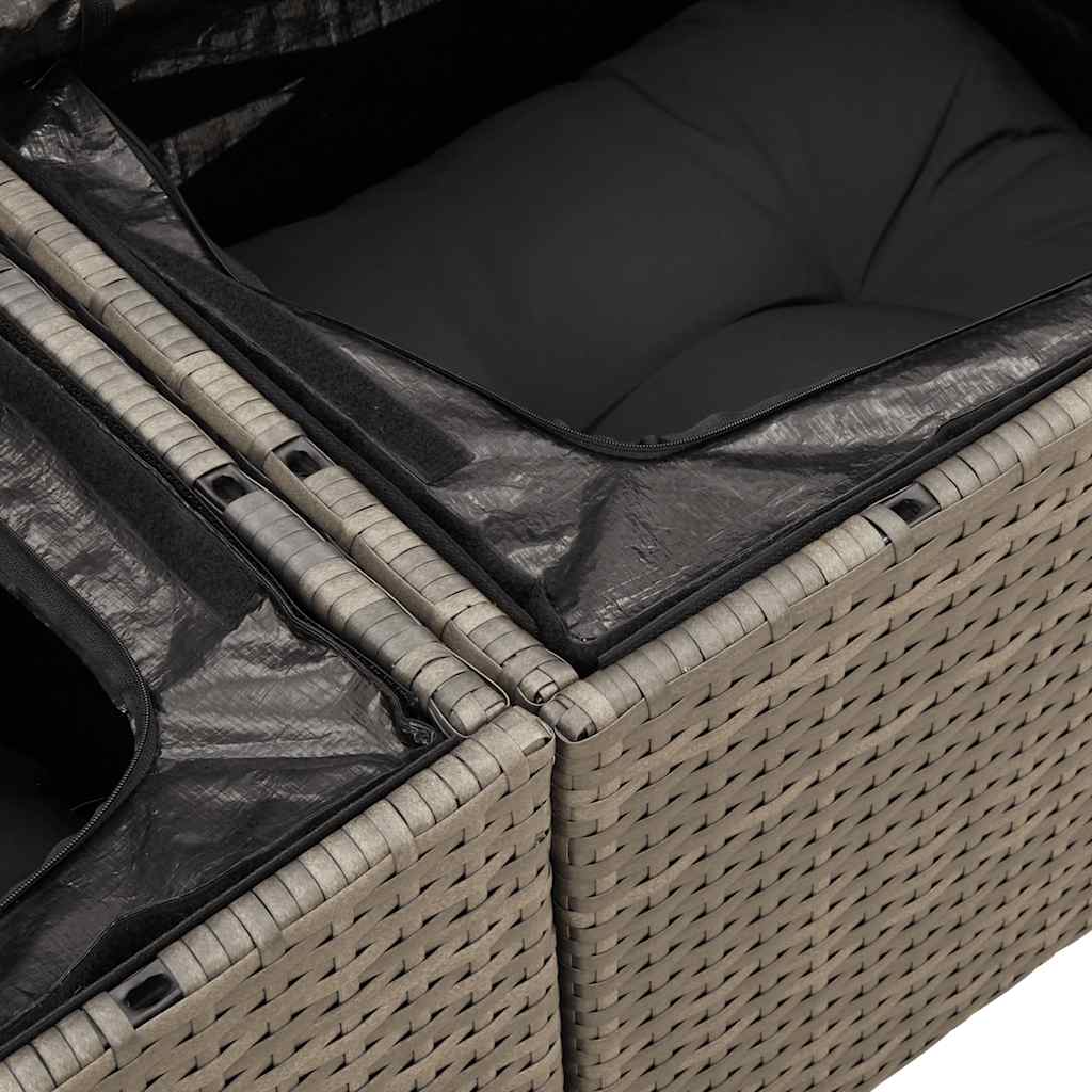 4-delige Loungeset met kussens poly rattan grijs