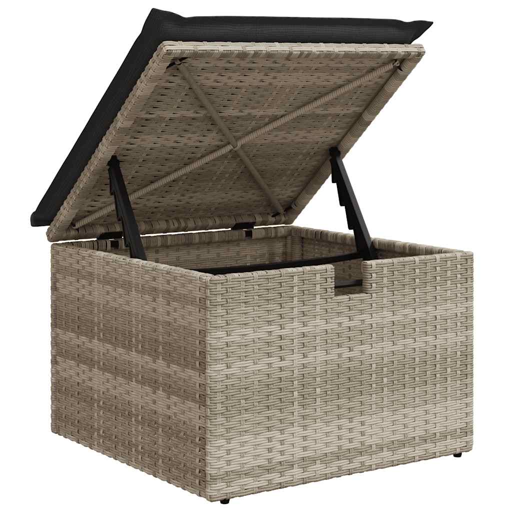 4-delige Loungeset met kussens poly rattan lichtgrijs