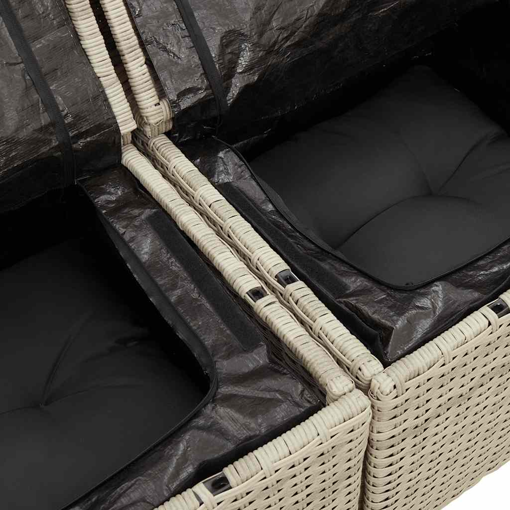 4-delige Loungeset met kussens poly rattan lichtgrijs