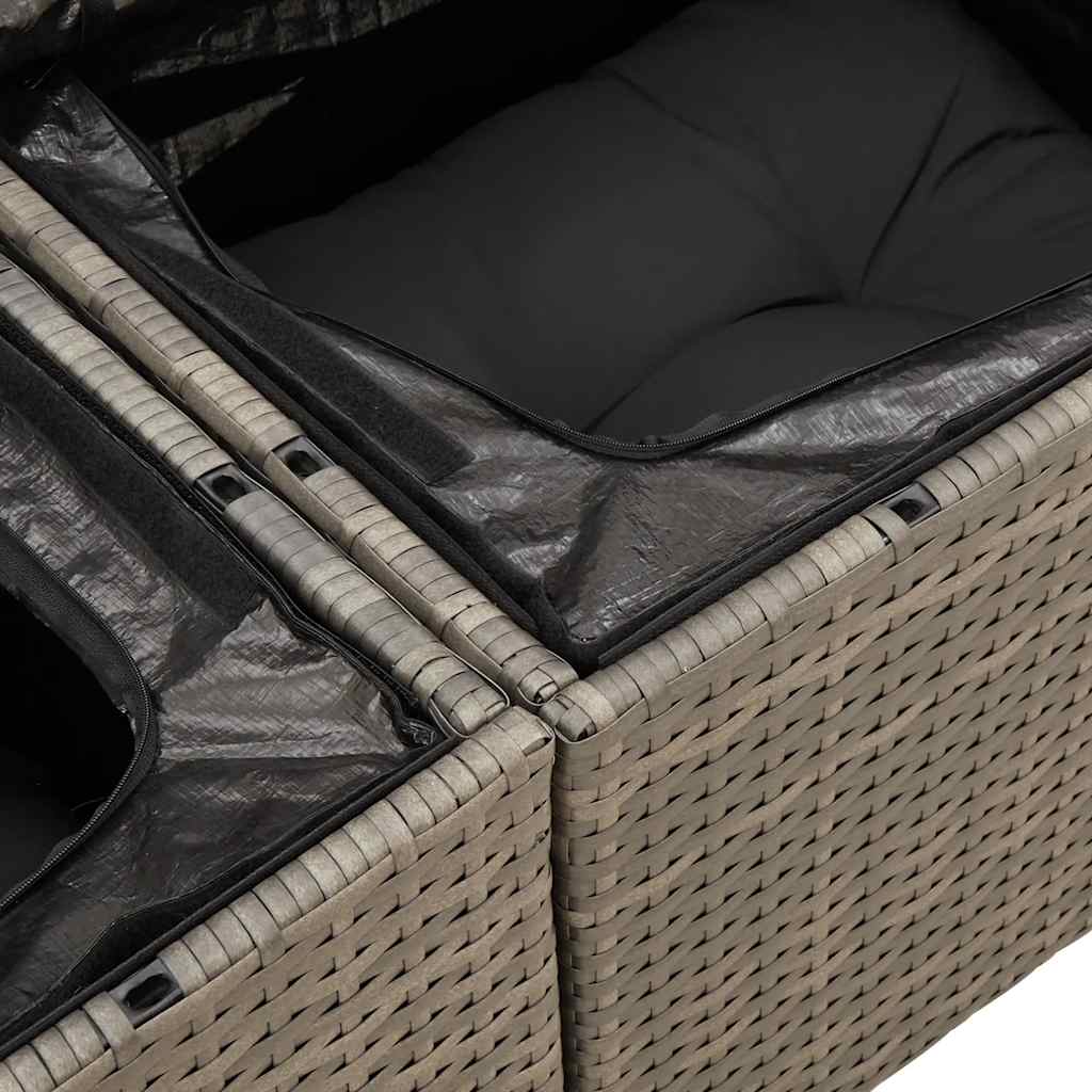 5-delige Loungeset met kussens poly rattan grijs