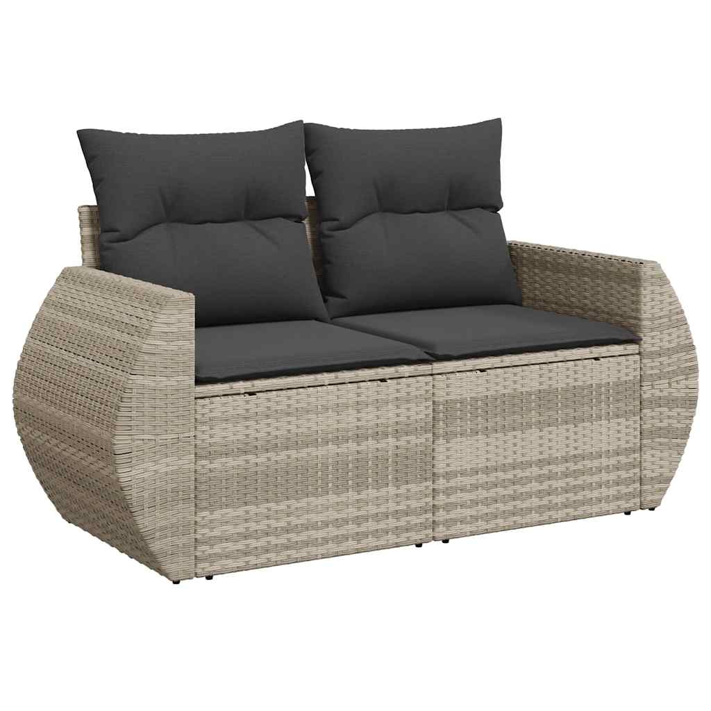 6-delige Loungeset met kussens poly rattan lichtgrijs