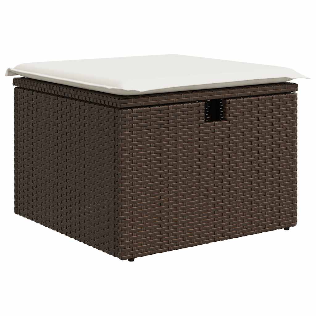 6-delige Loungeset met kussens poly rattan bruin