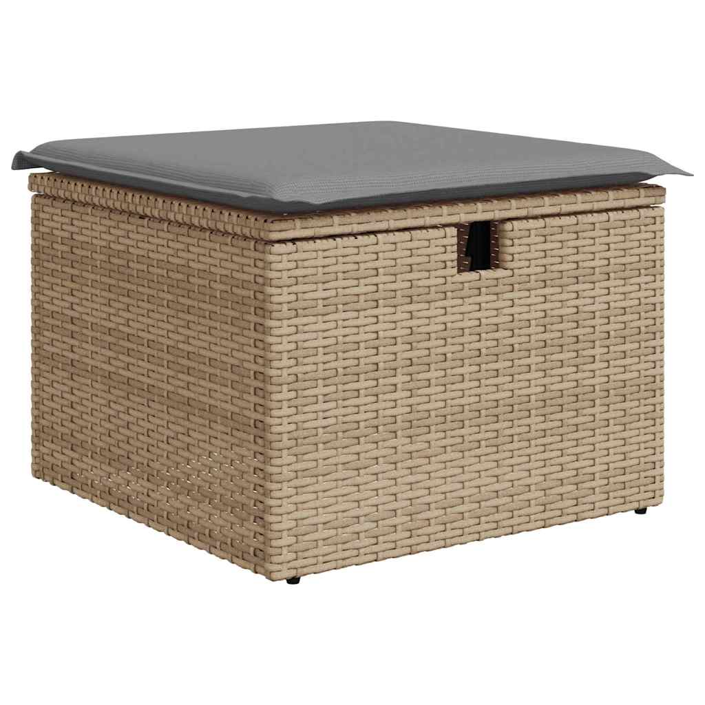 6-delige Loungeset met kussens poly rattan beige