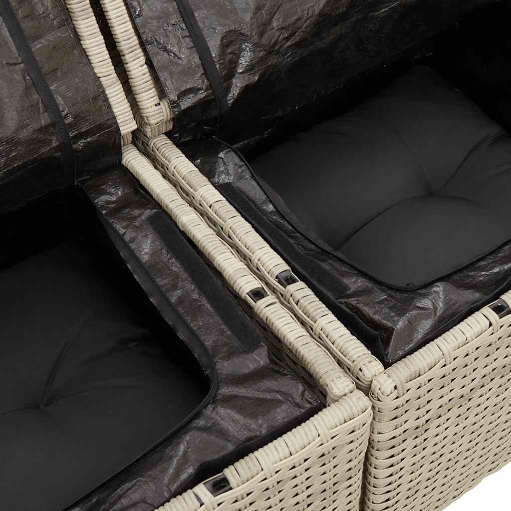 6-delige Loungeset met kussens poly rattan lichtgrijs