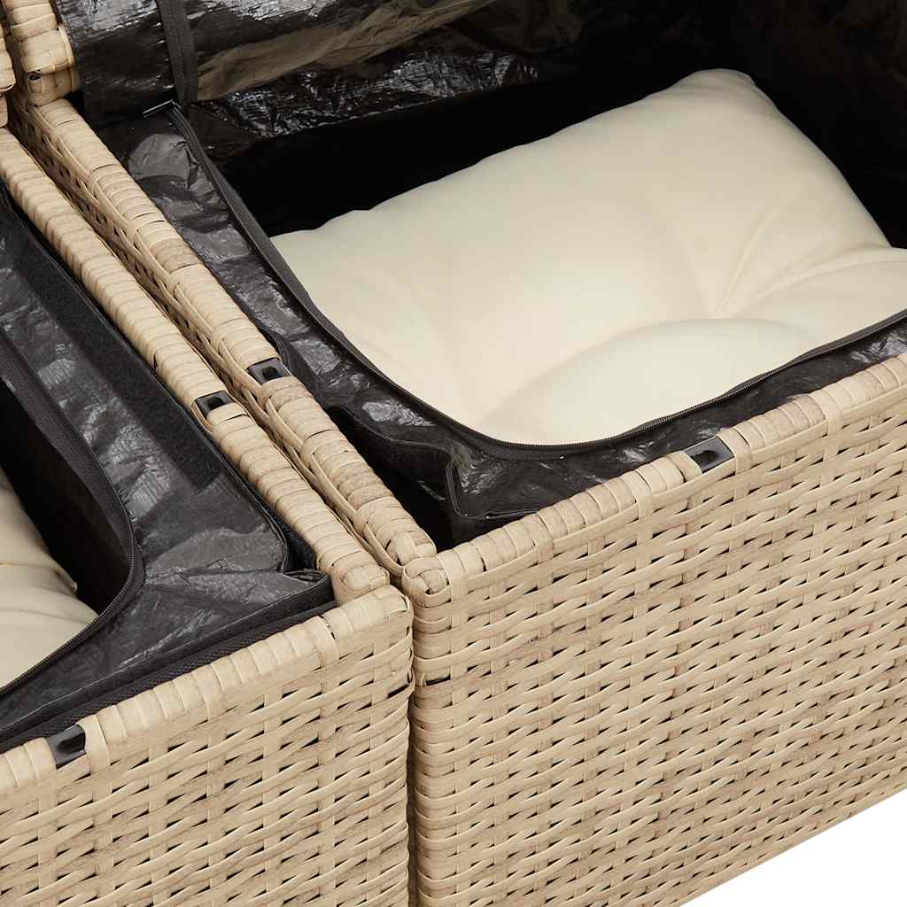 6-delige Loungeset met kussens poly rattan beige