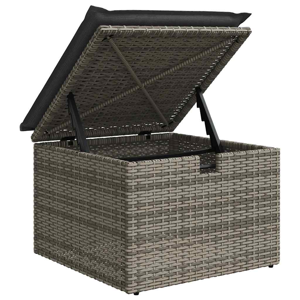 6-delige Loungeset met kussens poly rattan grijs