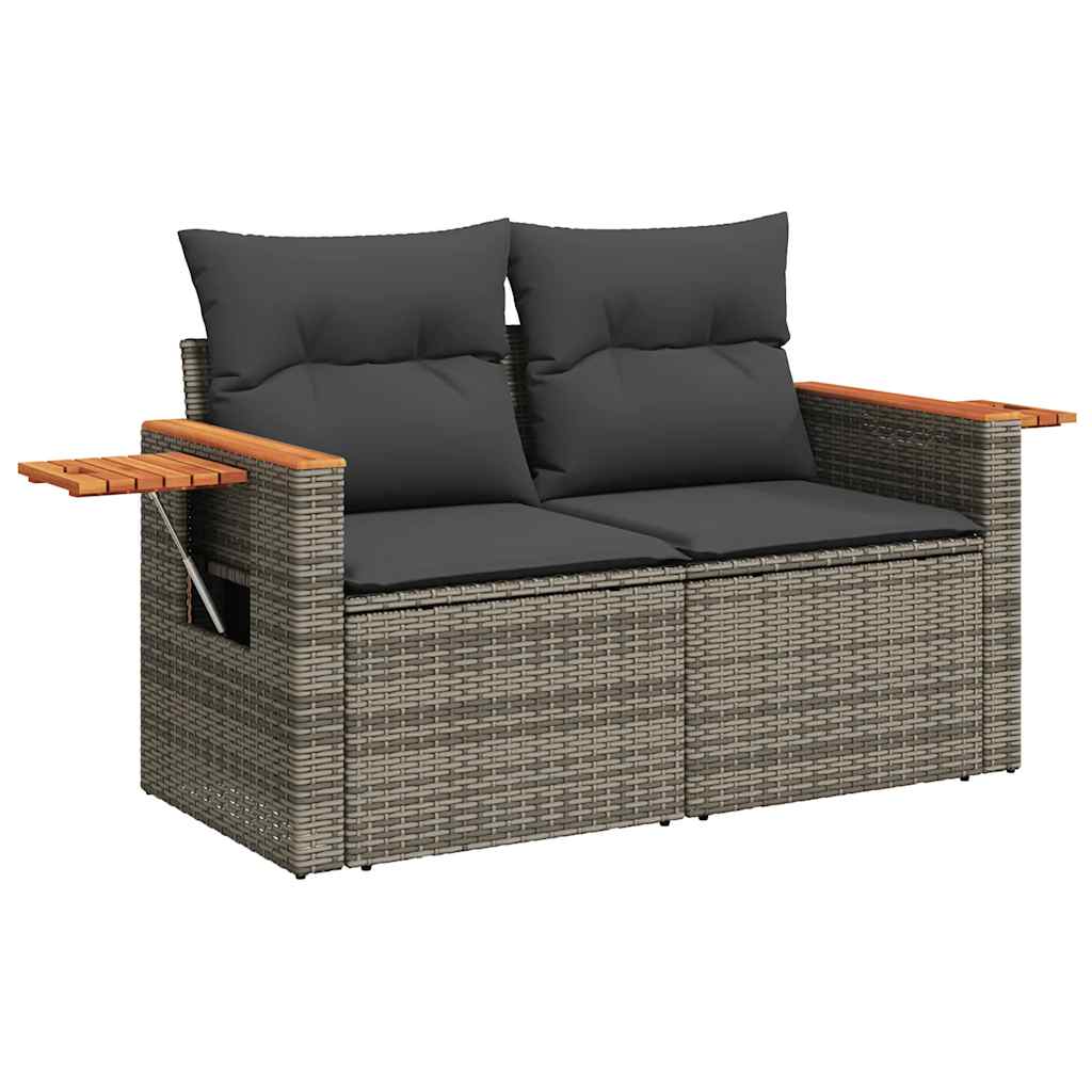 4-delige Loungeset met kussens poly rattan grijs