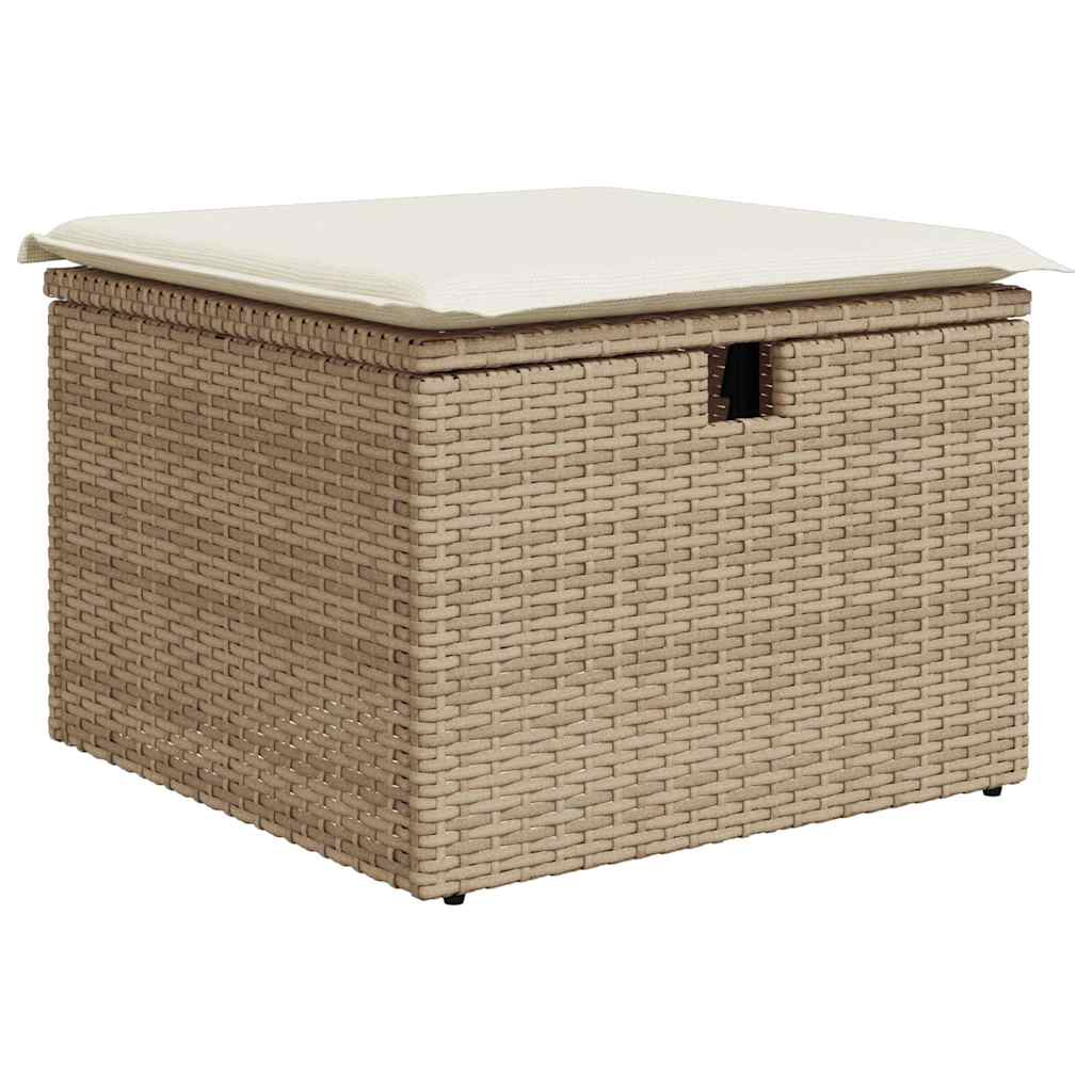 6-delige Loungeset met kussens poly rattan beige