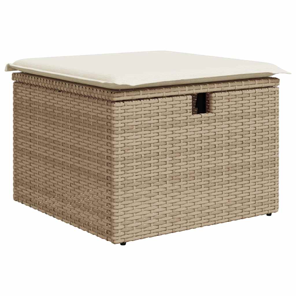 8-delige Loungeset met kussens poly rattan beige