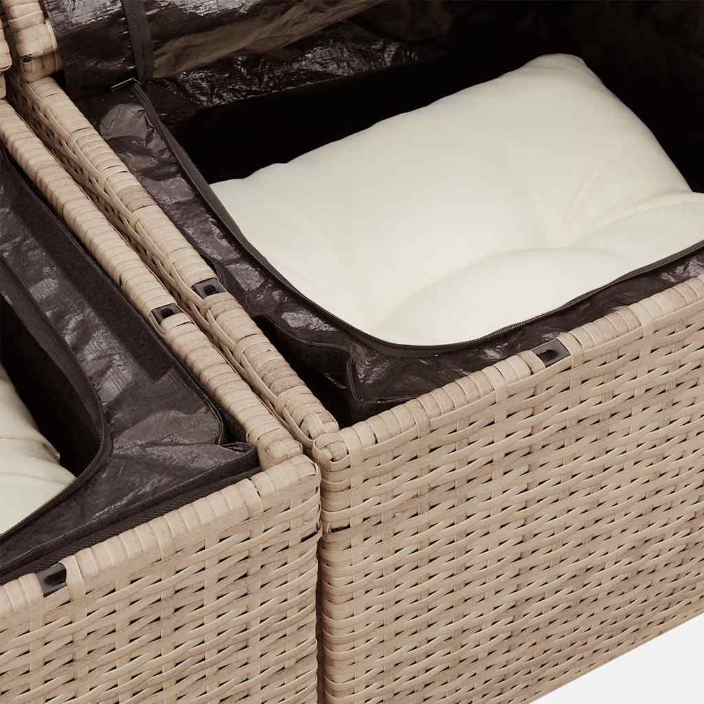 4-delige Loungeset met kussens poly rattan beige