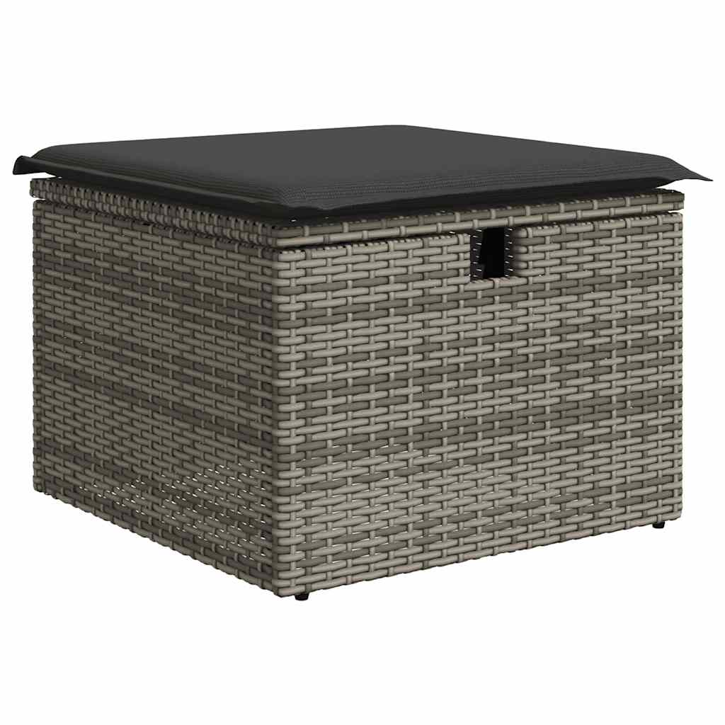 4-delige Loungeset met kussens poly rattan grijs