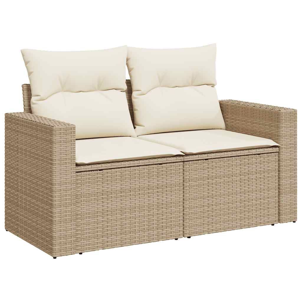 9-delige Loungeset met kussens poly rattan beige