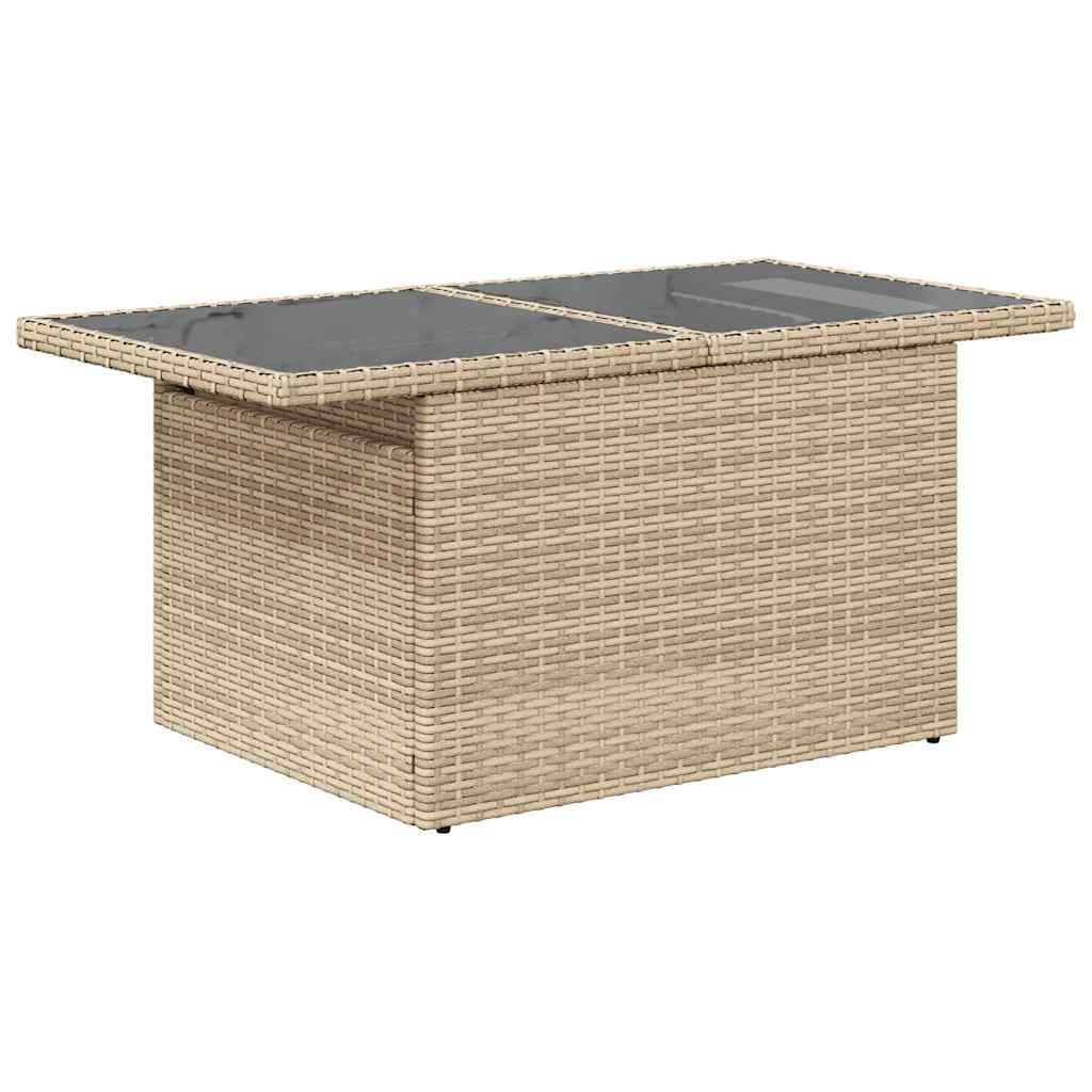 7-delige Loungeset met kussens poly rattan beige