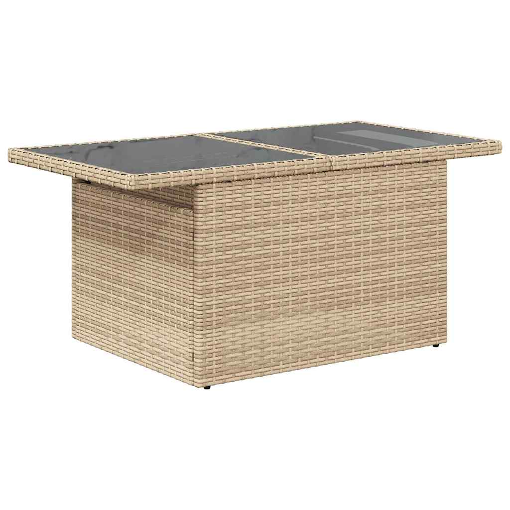 5-delige Loungeset met kussens poly rattan beige