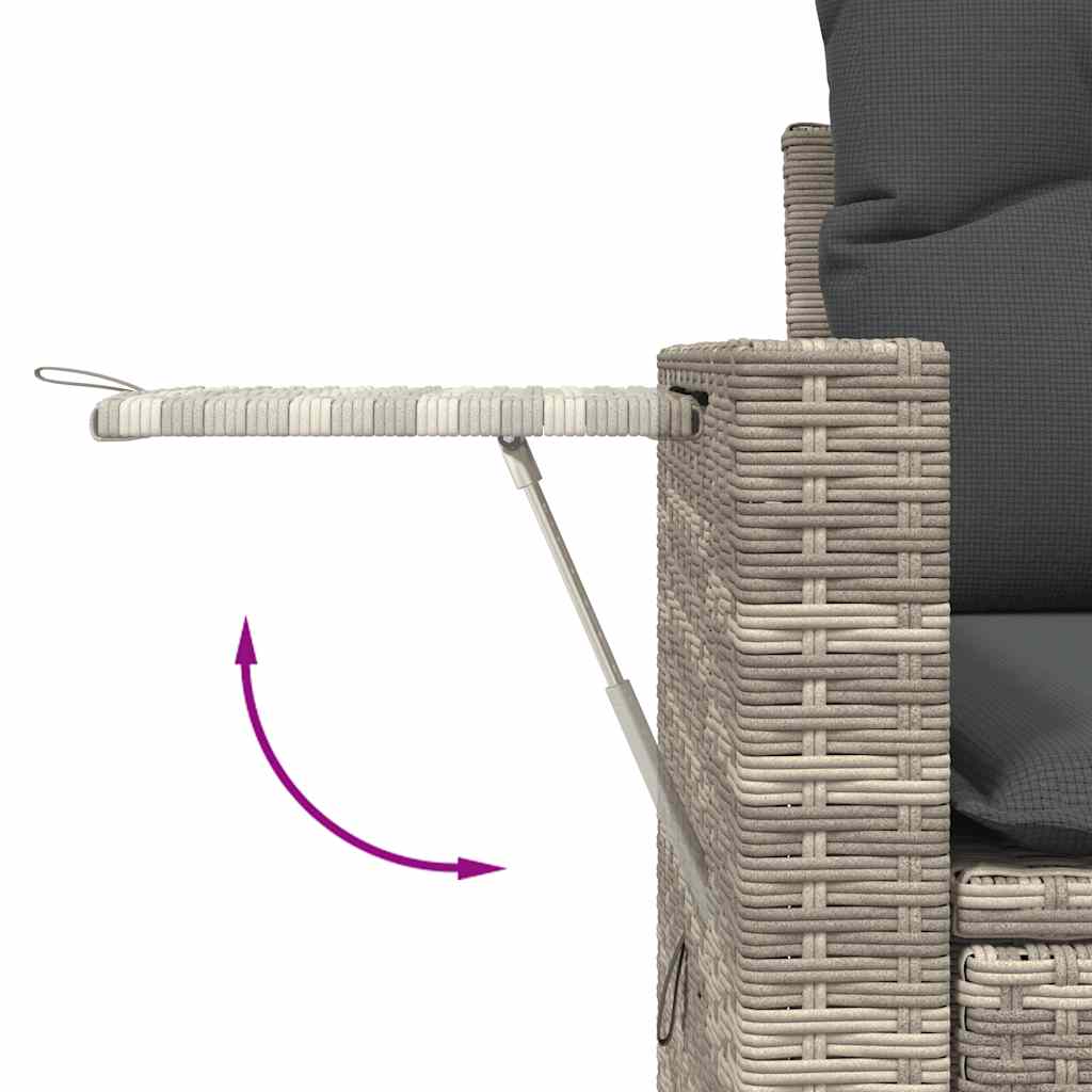 6-delige Loungeset met kussens poly rattan lichtgrijs