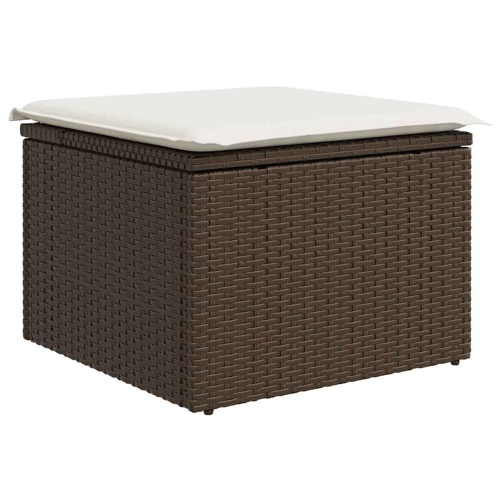 6-delige Loungeset met kussens poly rattan bruin