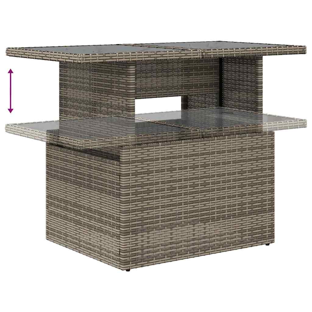 5-delige Loungeset met kussens poly rattan grijs