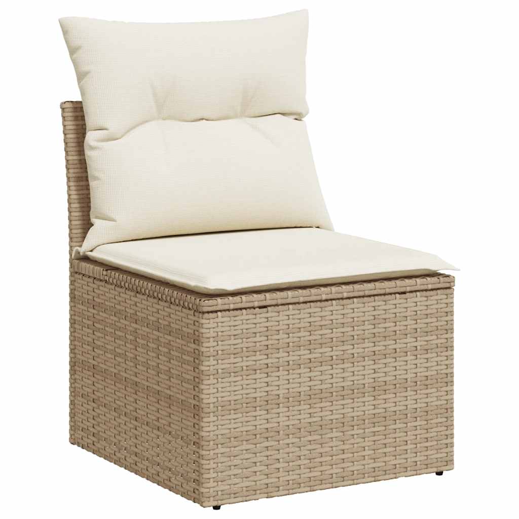 9-delige Loungeset met kussens poly rattan beige