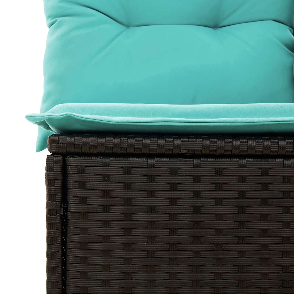 6-delige Loungeset met kussens poly rattan zwart