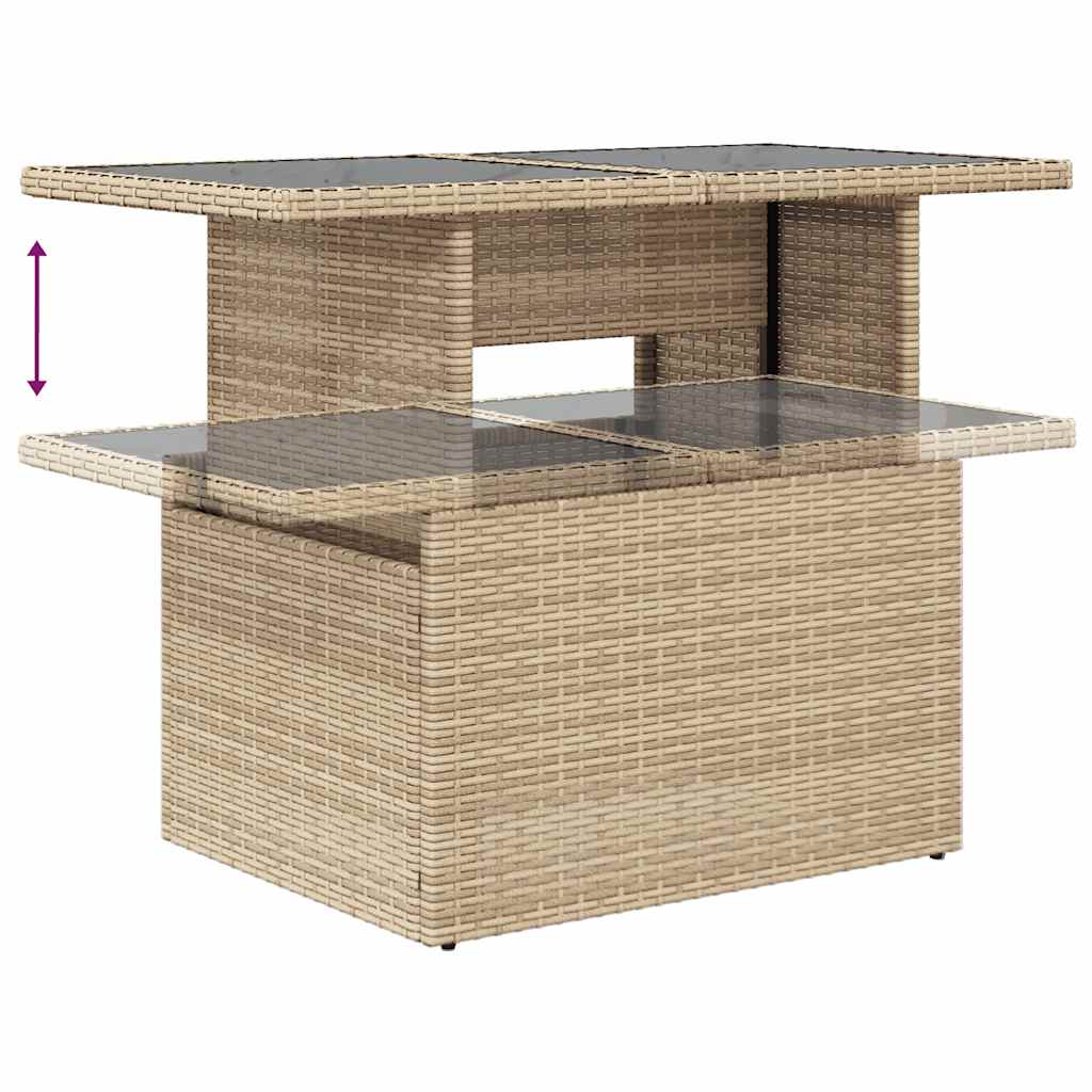 5-delige Loungeset met kussens poly rattan beige