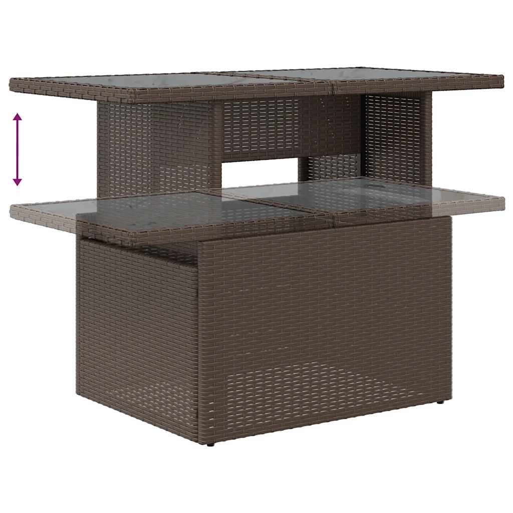 5-delige Loungeset met kussens poly rattan bruin