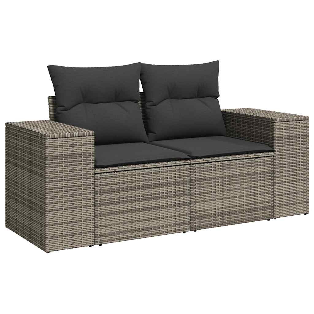 11-delige Loungeset met kussens poly rattan grijs