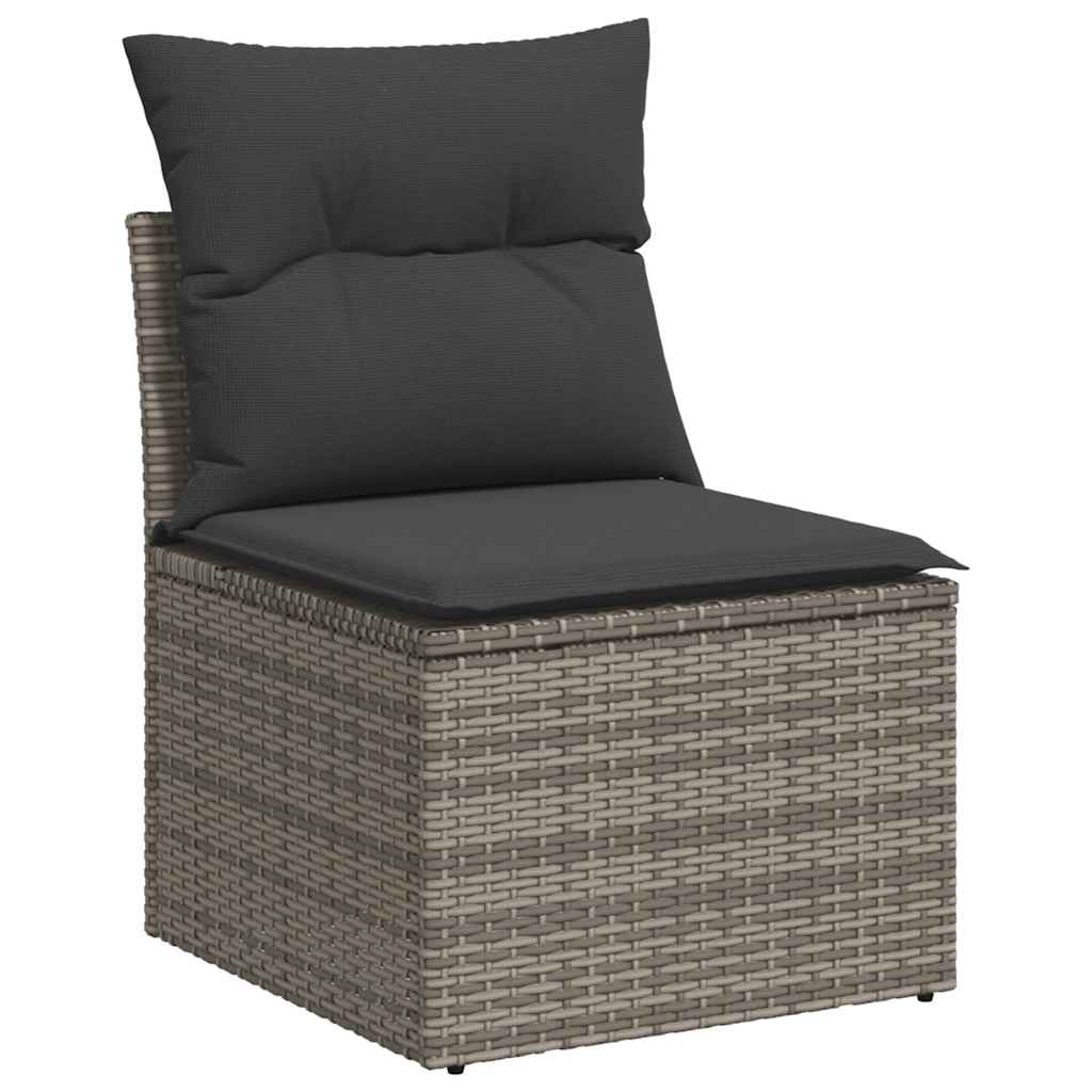 5-delige Loungeset met kussens poly rattan grijs