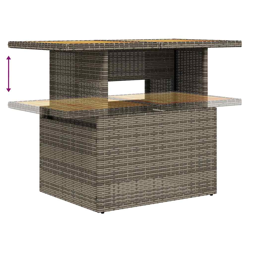 5-delige Loungeset met kussens poly rattan grijs