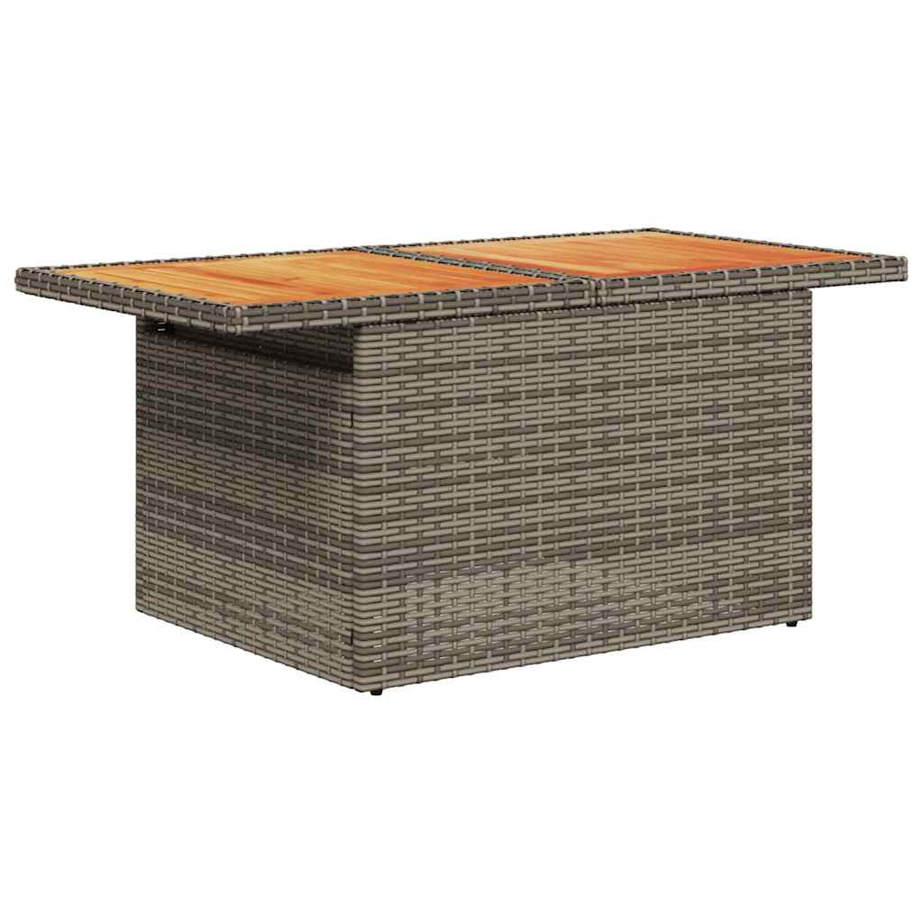 7-delige Loungeset met kussens poly rattan grijs